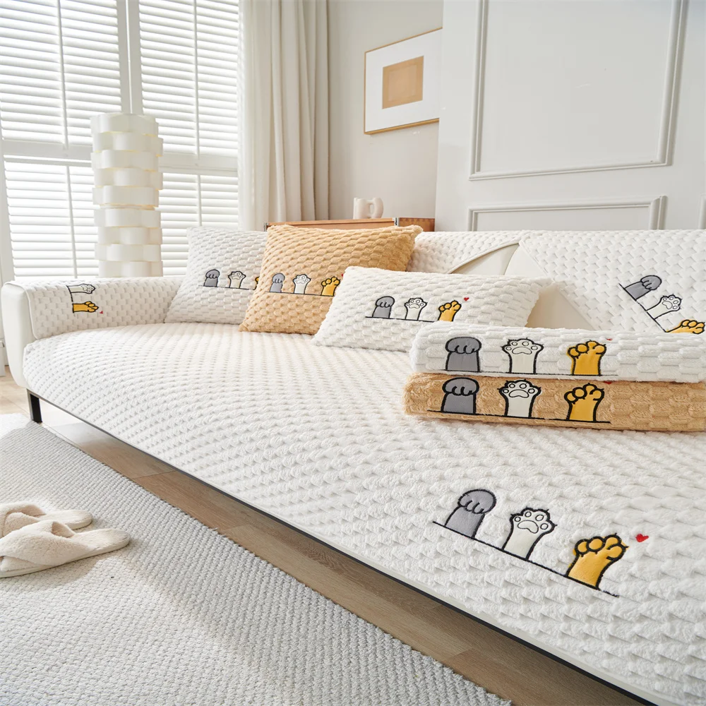 Plush Sofa Cushion Non-slip Thickened Sofa Towel Simple Modern Sofa Cover