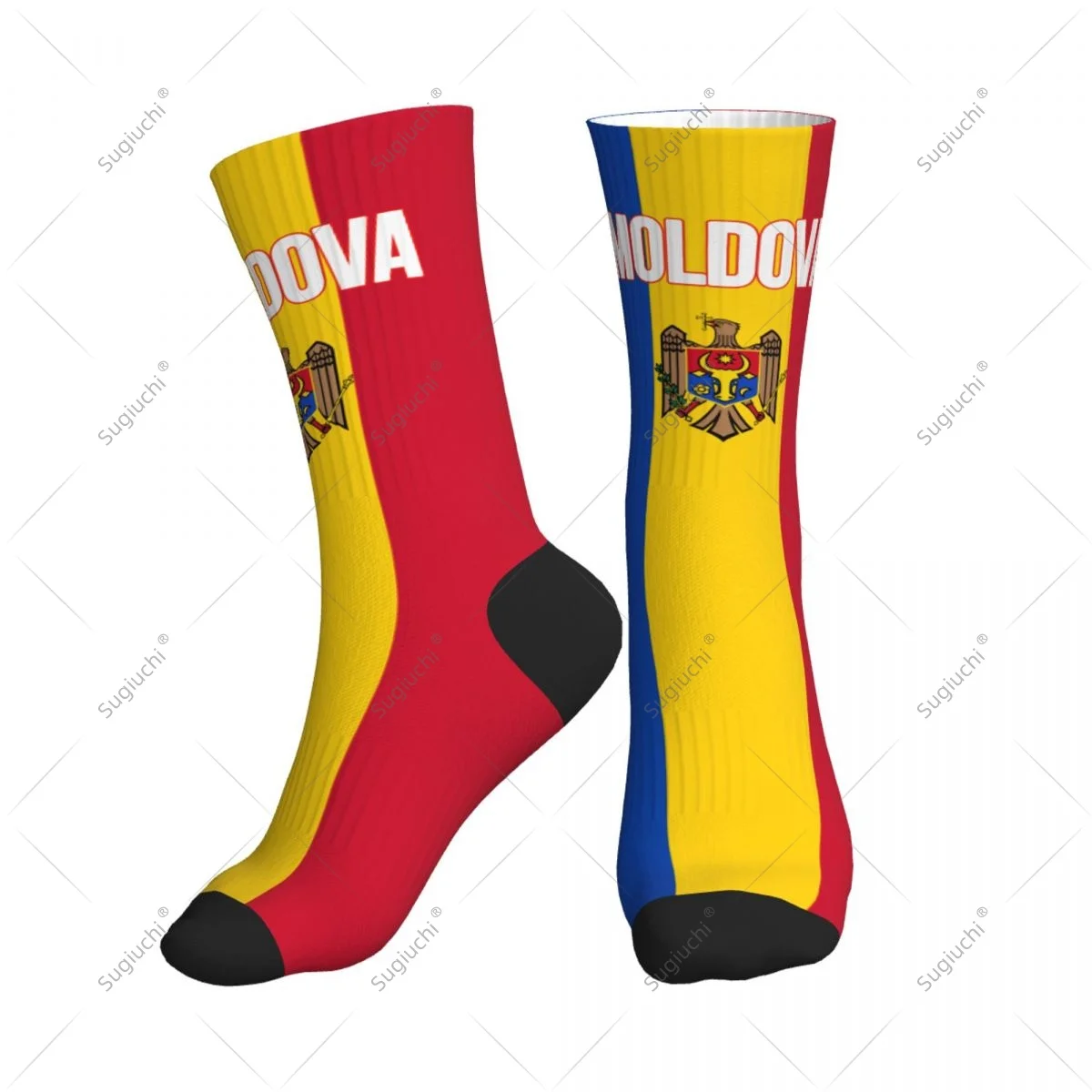 

Полиэстеровые носки до середины икры с 3D принтом флага Молдовы для мужчин и женщин, кавайные носки, уличные носки для скейтборда