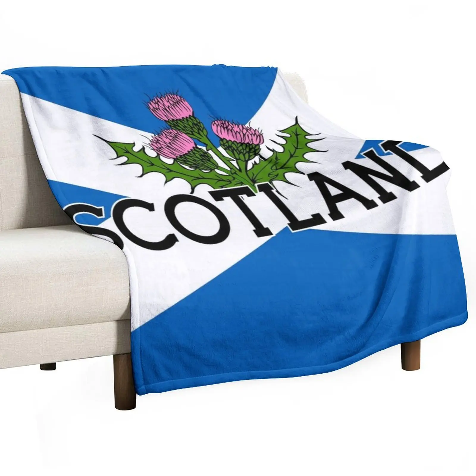 Scotland Saltire Flag - Scottish St Andrews Cross and Thistle, Scottish Pride Throw Blanket Decorative Beds Weighted Blankets