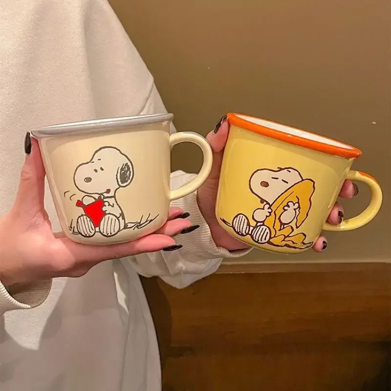 Bonito dos desenhos animados amendoim snoopy caneca cerâmica casal café da manhã copo anime kawaii escritório em casa copo de água presente aniversário