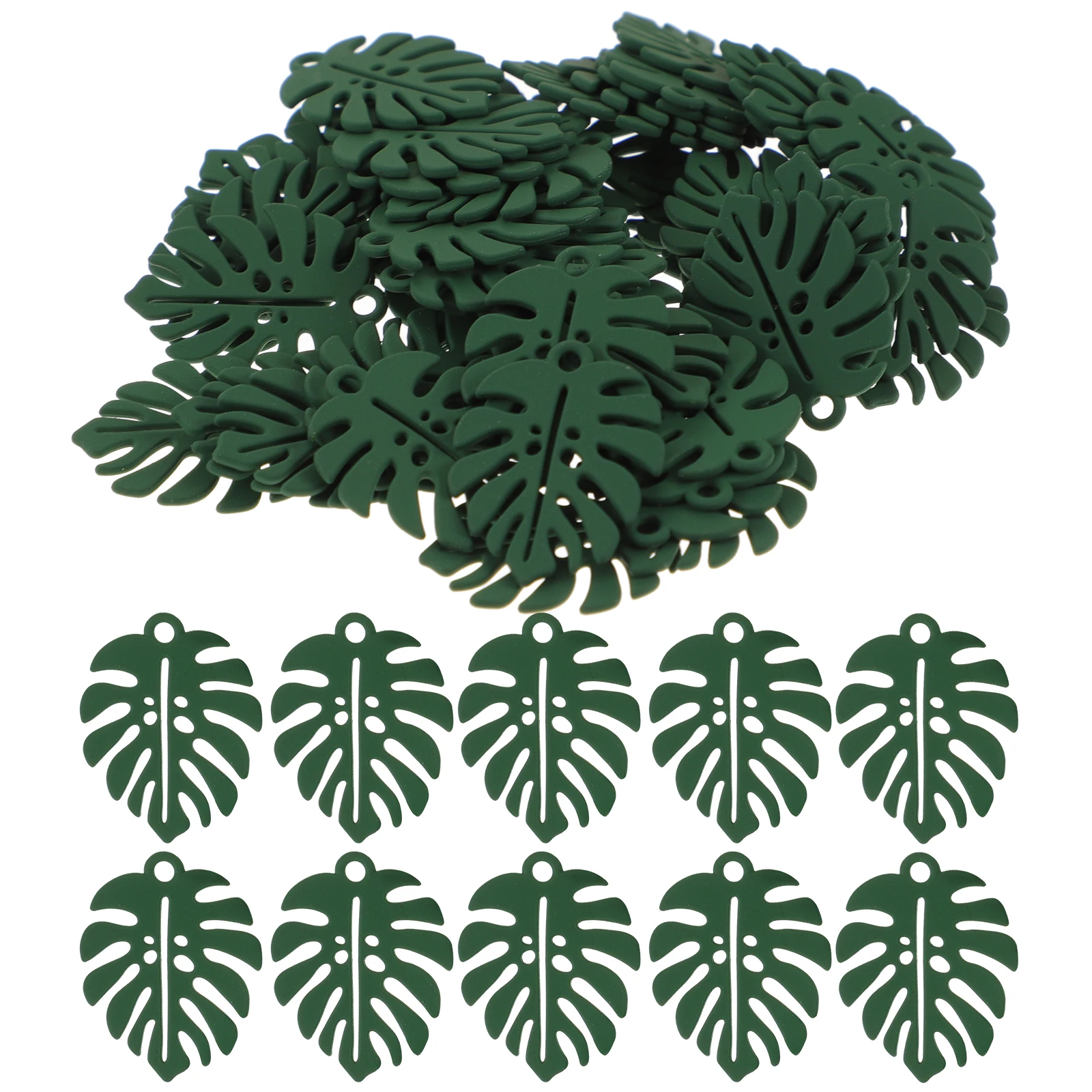 

50 Pcs Retro Alloy Earrings Necklace Accessories Leaf Charms for Jewelry Making Hollow Monstera Leaves Pendants Bead