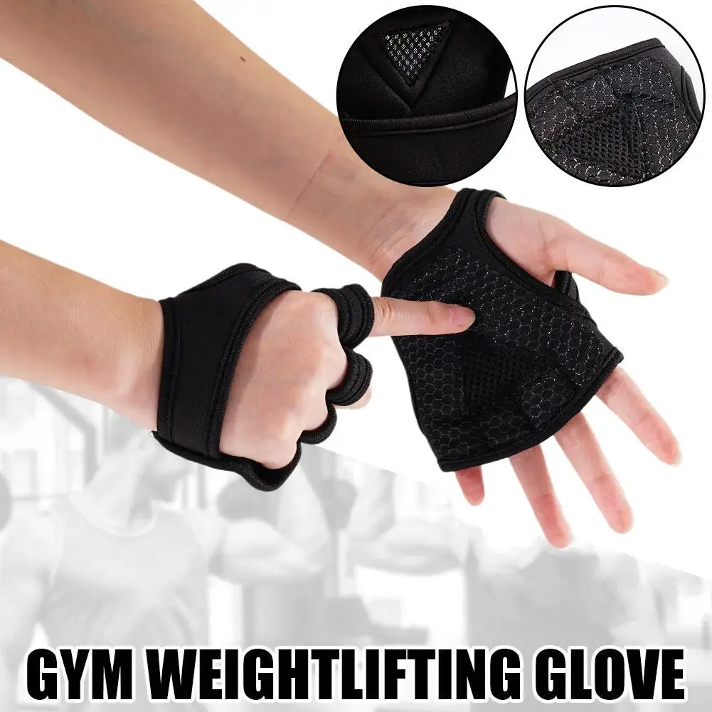 1 Pairs Weightlifting Training Gloves For Men Women Fitness Sports Body Building Gymnastics Gym Hand Wrist Palm Protector G V8E0