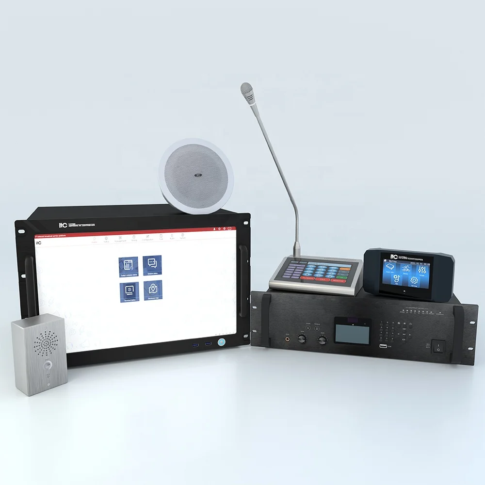 New ITC Broadcasting IP Network PA & Intercom Airport High-speed Railway Station Commercial Public Address System Solution