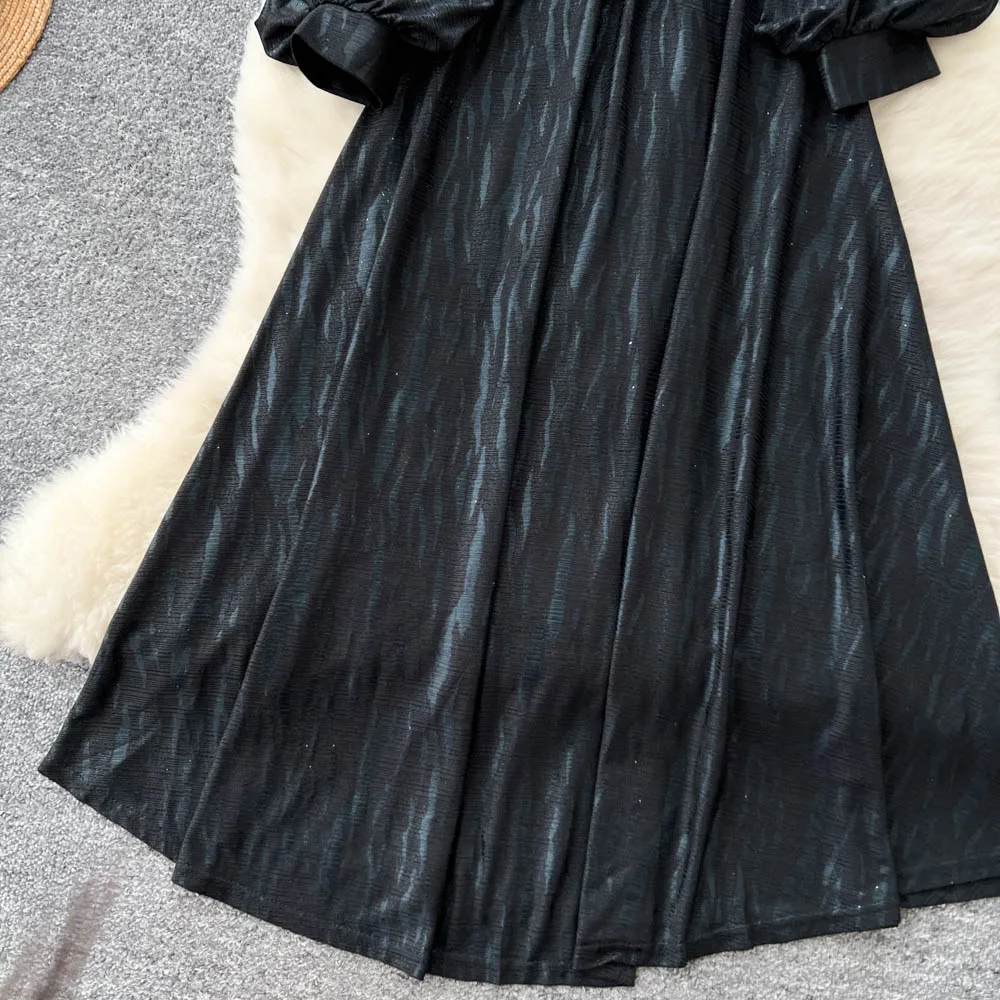 Chic vintage scollo a V strass Elegante fata moda coreana Boho Sundress abbigliamento donna Abito lungo