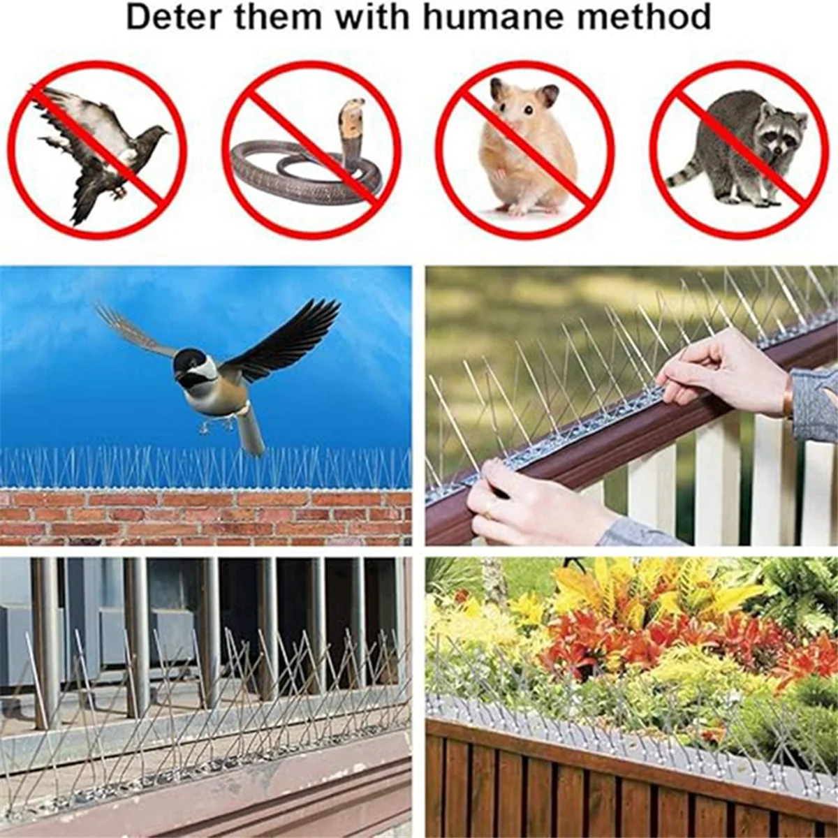 Juego de clavos para valla antiaves, pinchos repelentes de aves, repelente de aves para balcón, pinchos para evitar escalada, 12 piezas