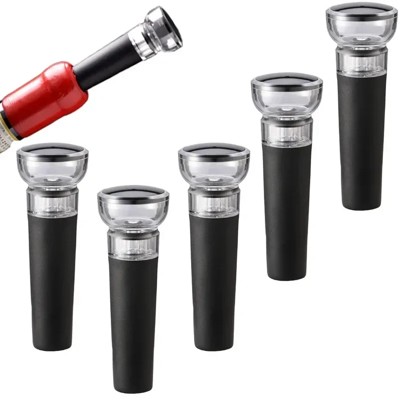 Black Vacuum Pump Reusable Bottle Cap Stopper Sealer Airtight Wine Beer Soda Cork Closer Wine Cork Lid Bar Accessories