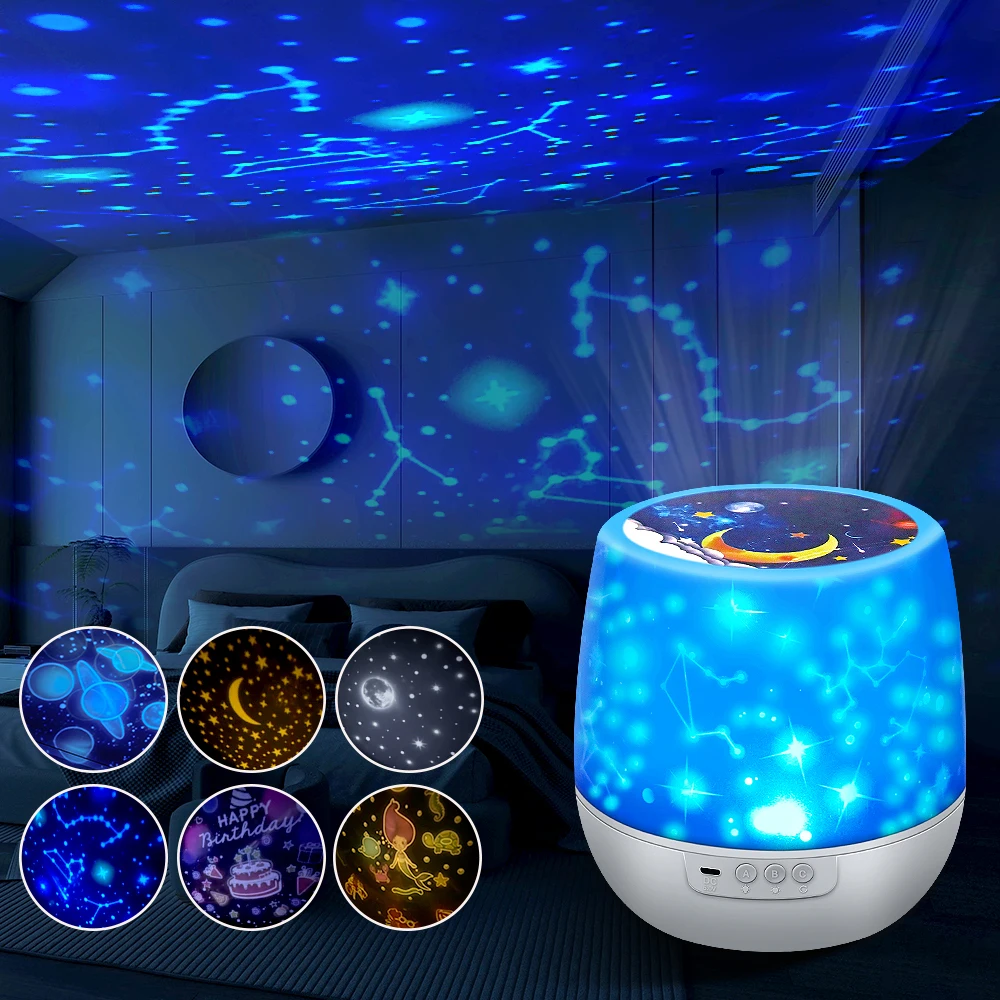 Galaxy Star Projector LED Night Light Starry Sky Porjectors Lamp Bedroom Decor Nightlight Kids Birthday Gift Baby Toys