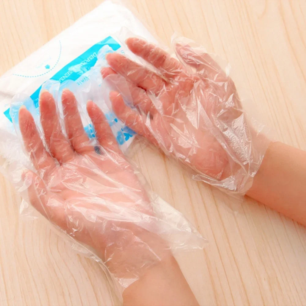 100pcs Eco-friendly Disposable Plastic Gloves for Restaurant Hotel Handling Raw Chicken Rubber Gloves