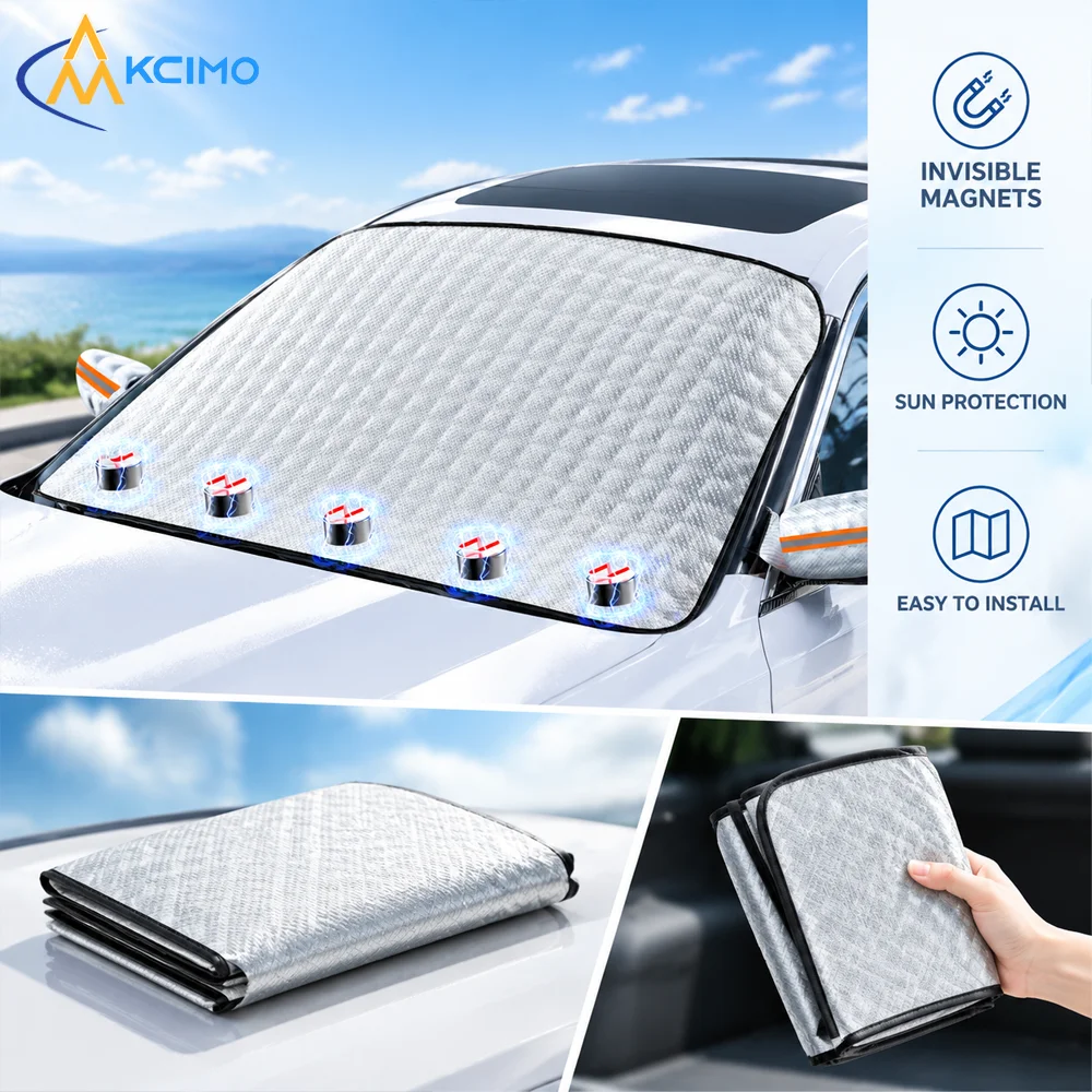 1Pc Magnetic Car Windshield Cover,All-Season Snow Ice Frost Barrier,UV Heat Resistant Outdoor Vehicle Exterior Protection Cover
