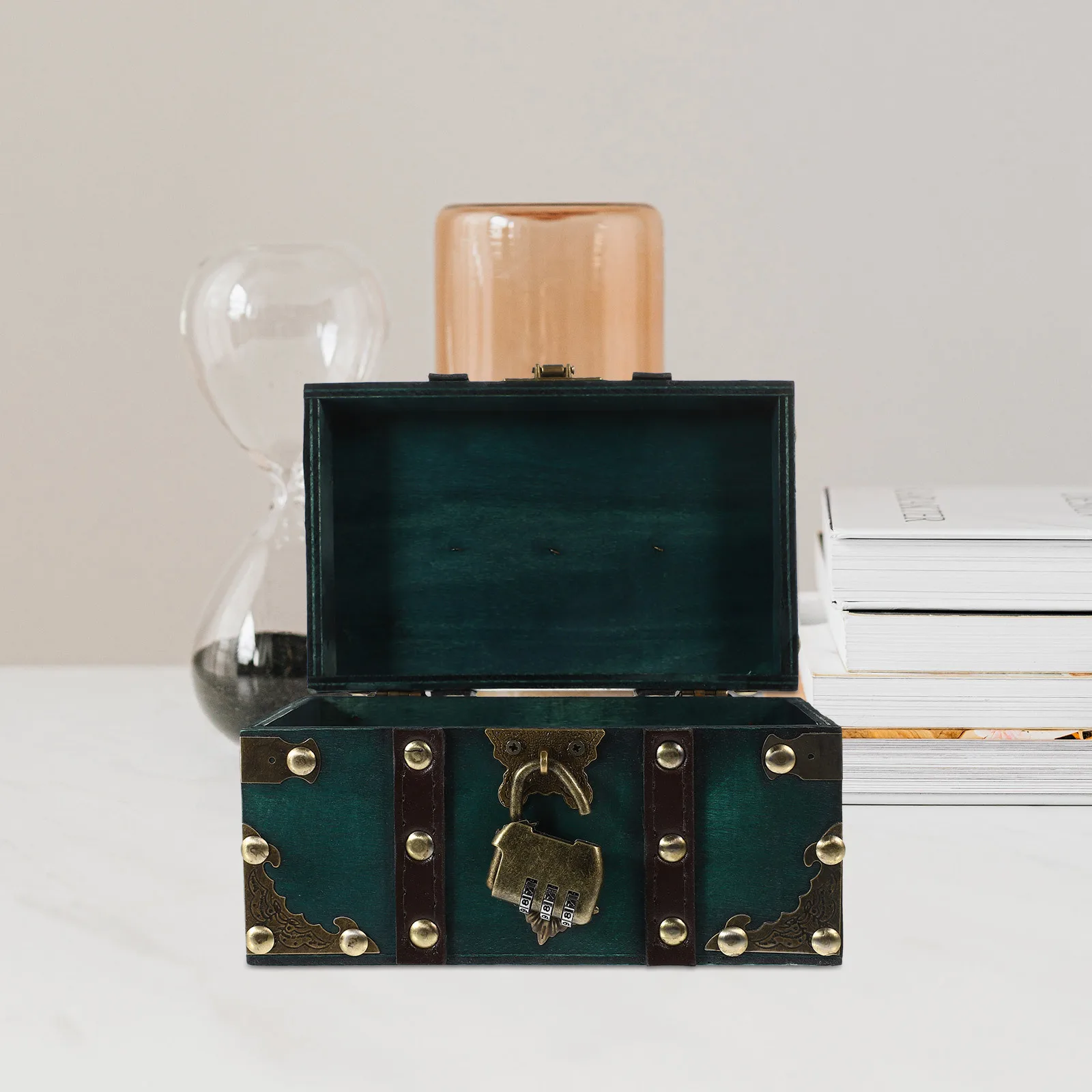 

Vintage Wooden Treasure Chest Box With Lock Retro Storage For Jewelry Coins Documents Trinket Organizer Pirate Decor