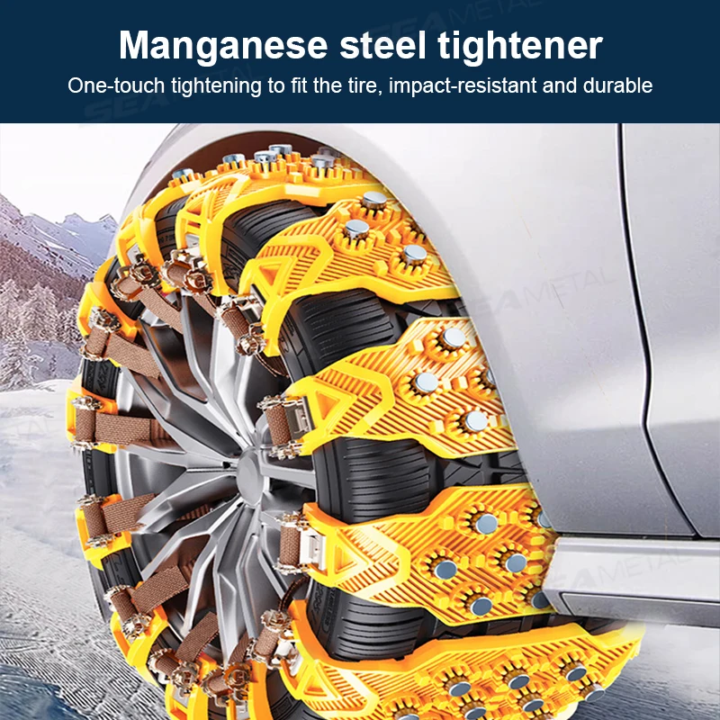 SEAMETAL 4PCS Car Winter Tire Wheels Snow Chains Snow Tire Anti-skid Chains Wheel Tyre Cable Belt Winter Outdoor Emergency Tools