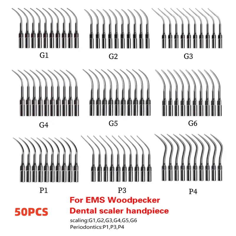 

50Pcs Dental Ultrasonic Scaler Tip Scaling Periodontics Endodontics Endo Perio Scaling Tips for DTE/SATELEC/WOODPECKER Scaler