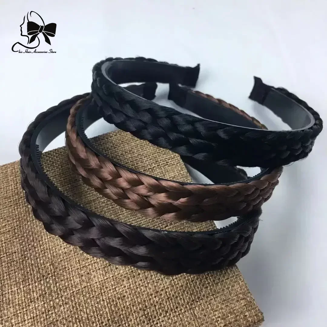 2024 New Fishbone Braid False HairBands Female One Braids Hair Card Pressure HairBand Headwear Head Bands for Girls