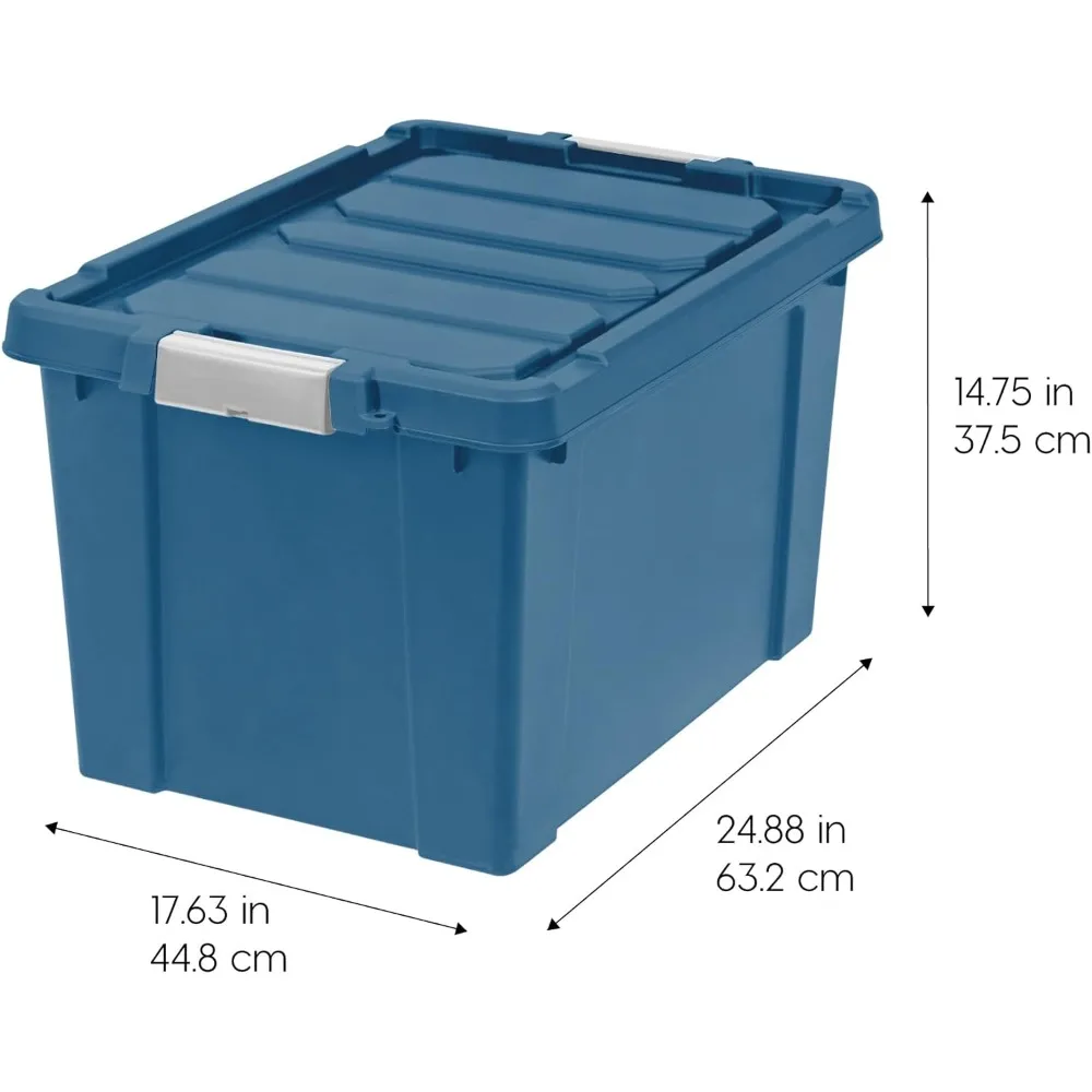 IRIS USA 20 Gallon Eco-Friendly Lockable Storage Bins with Lids, 4 Pack - Made in USA, Heavy Duty, Stackable Containers,