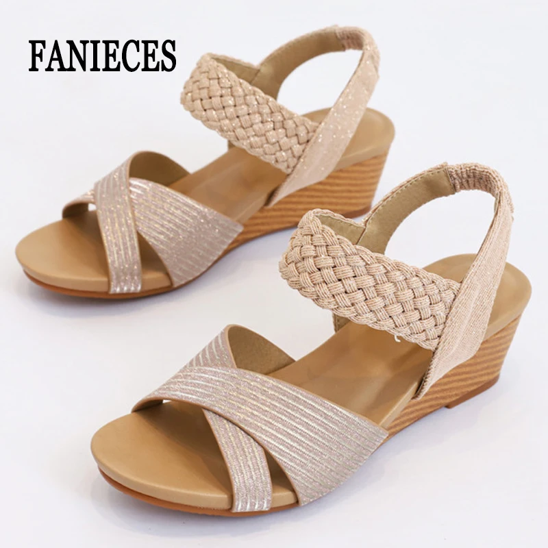 

Vintage Bohemia Women's Sandals Summer 5cm Wedge Open Toe Platform Female Shoes Ankle Strap Slingback Weaving Roman Sandalias
