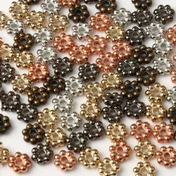 Perles d'espacement en fleurs de prunier, 4 6mm, 100/200 pièces, marguerite, pour la fabrication de bijoux, accessoires pour bracelets et colliers