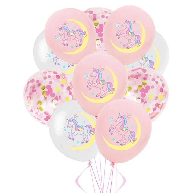 10 sztuk/partia Cartoon jednorożec różowe i szare balony lateksowe z cekinowymi balonami na dekoracje na przyjęcie urodzinowe