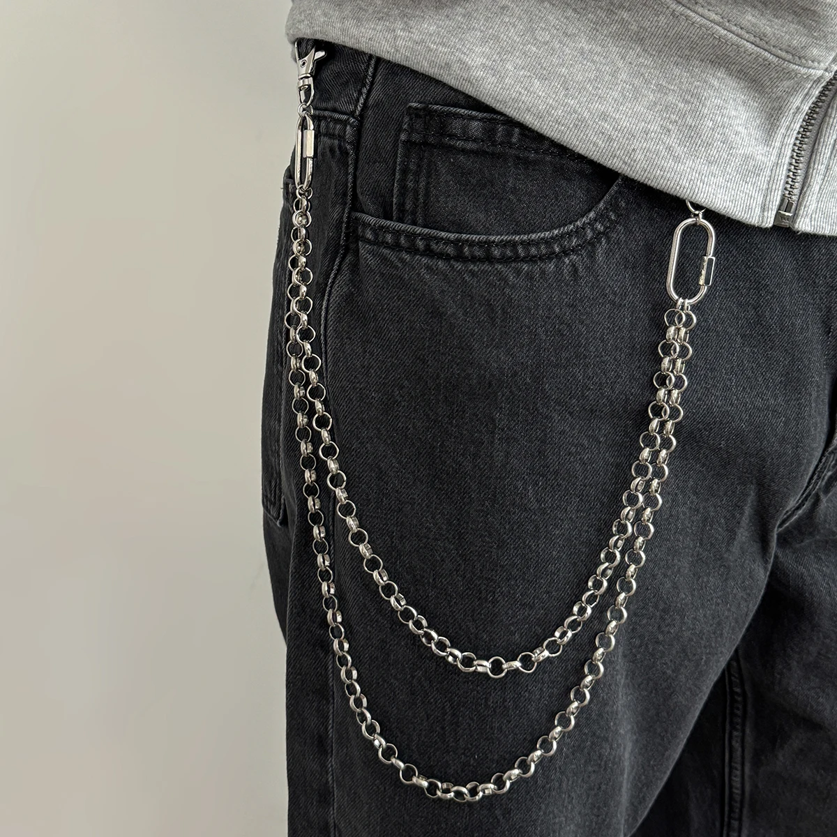 PuRui Hip-Hop Rock Doppelschicht Metall Schlüsselanhänger für Männer Punk vielseitige Jeans Hosen Kette Schlüsselanhänger Zubehör Schmuck 2026 Neu