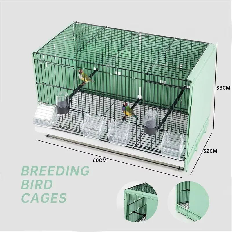 Stackable Metal Bird Cage for Breeding- Heavy Duty Large Parrot Cage with Removable Trays, Canaries,Lovebirds