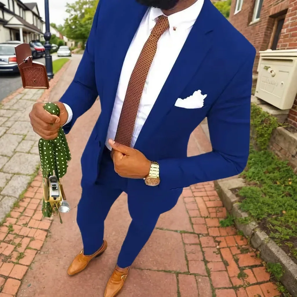 

Men's Slim Fit 2-Piece Tuxedo Suit Notched Lapel Blazer And Pants Wedding Groom Party Suits 2024 New