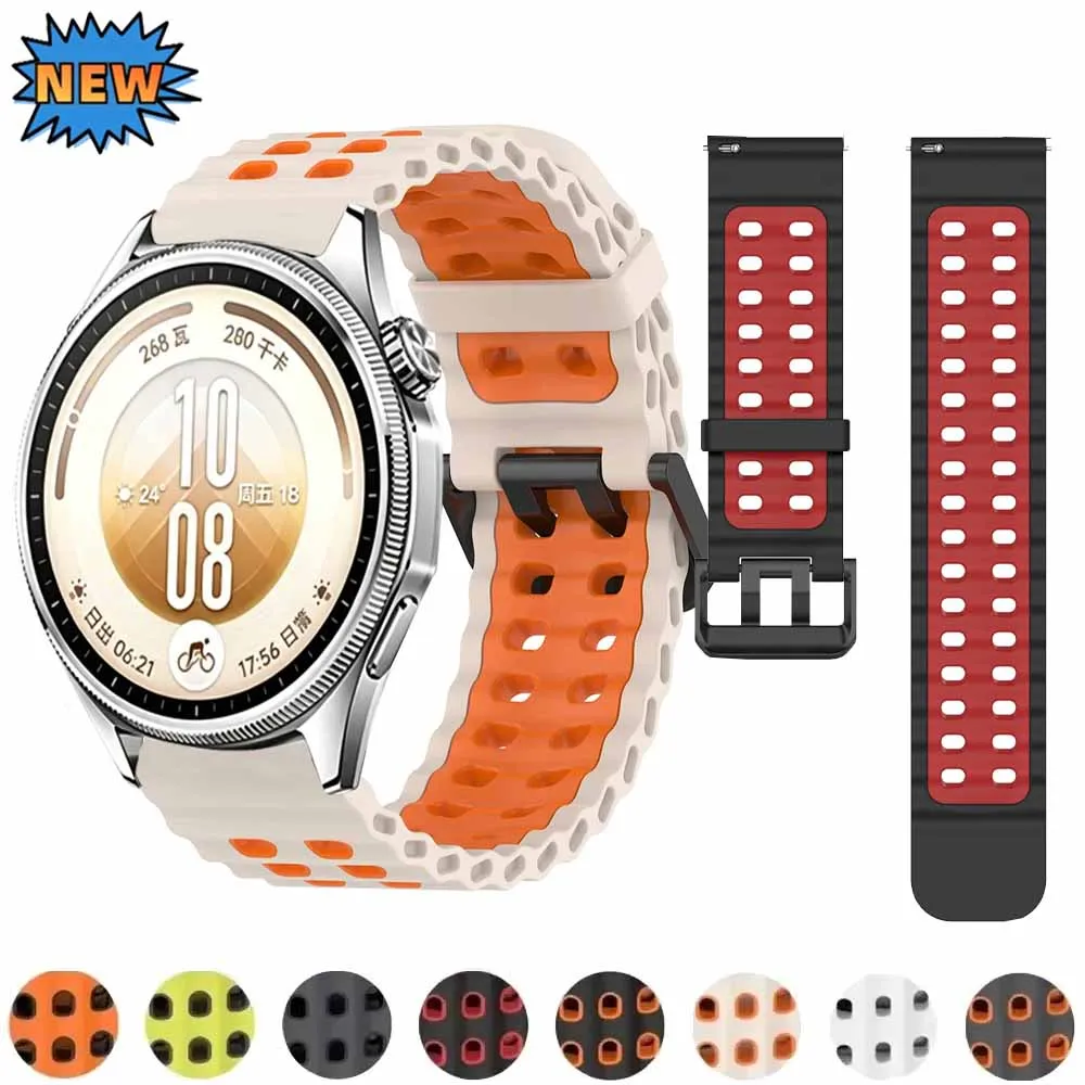 22mm Ocean Silikonarmband für Huawei Watch 5 GT7-6 Pro GT7-6-5-4 46mm Atmungsaktives Zubehör für Amazfit Bip 6 5 Max Balance 3 2