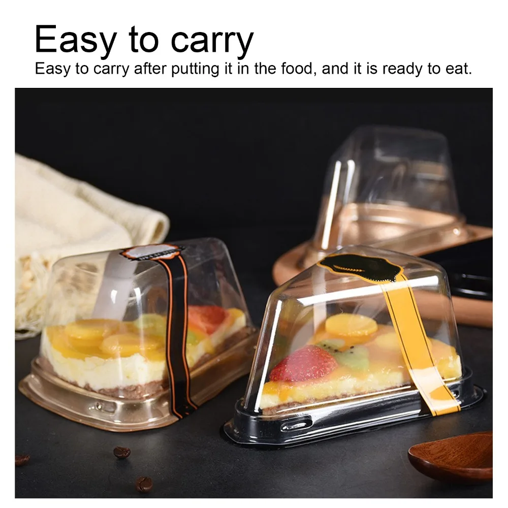 100PCS PET Triangle Cake Slice Container Food Grade Stackable Mousse Cake Box Odorless Transparent Cheesecake Container