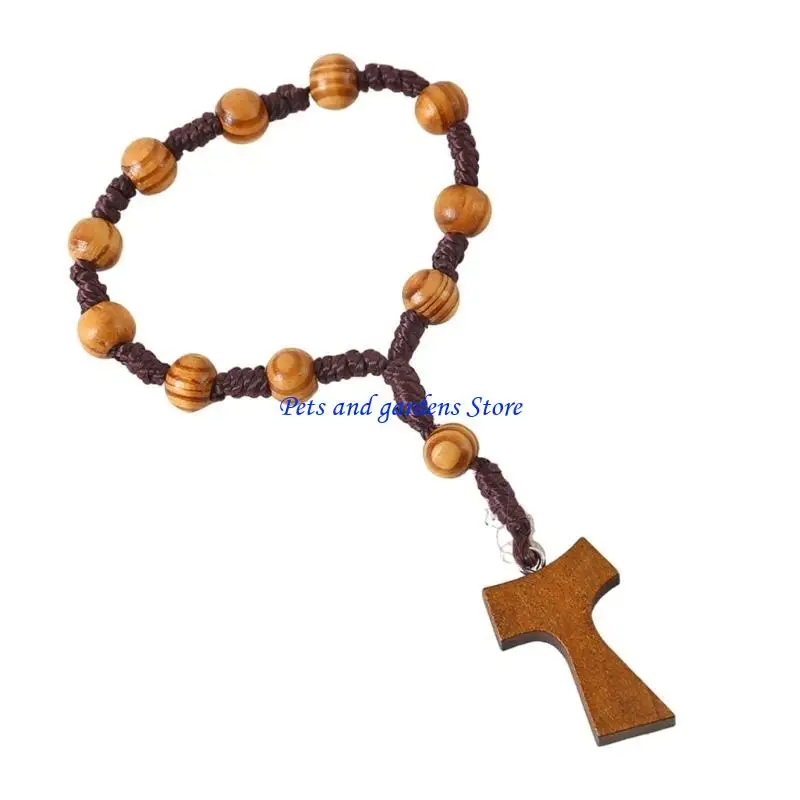 

H051 Beads Rosary With 8mm Beads and Crosses Pendants for Prayer Meditations Elegant Grains Rosary Beads