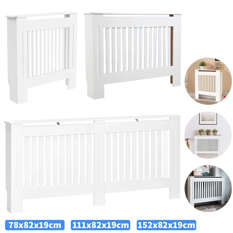 High Radiator Cover Modern Slatted Vertical Radiator Cover HDF Cabinet High Radiators Shelf for Bedroom Living Room Radiators