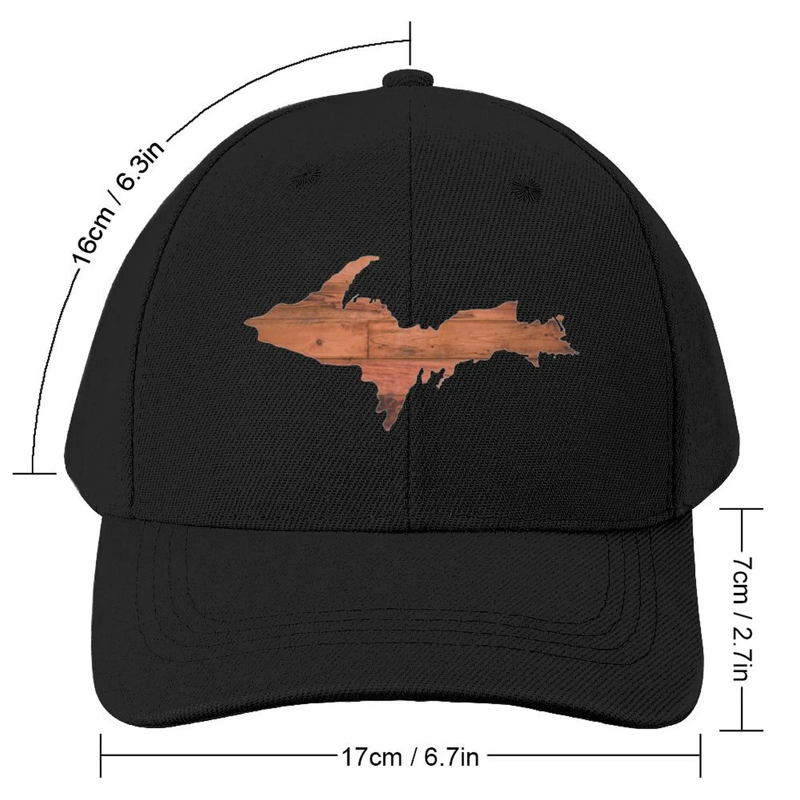 Upper Peninsula of Michigan Wood Logo Baseball Cap Anime derby hat beach hat Baseball Men Women's