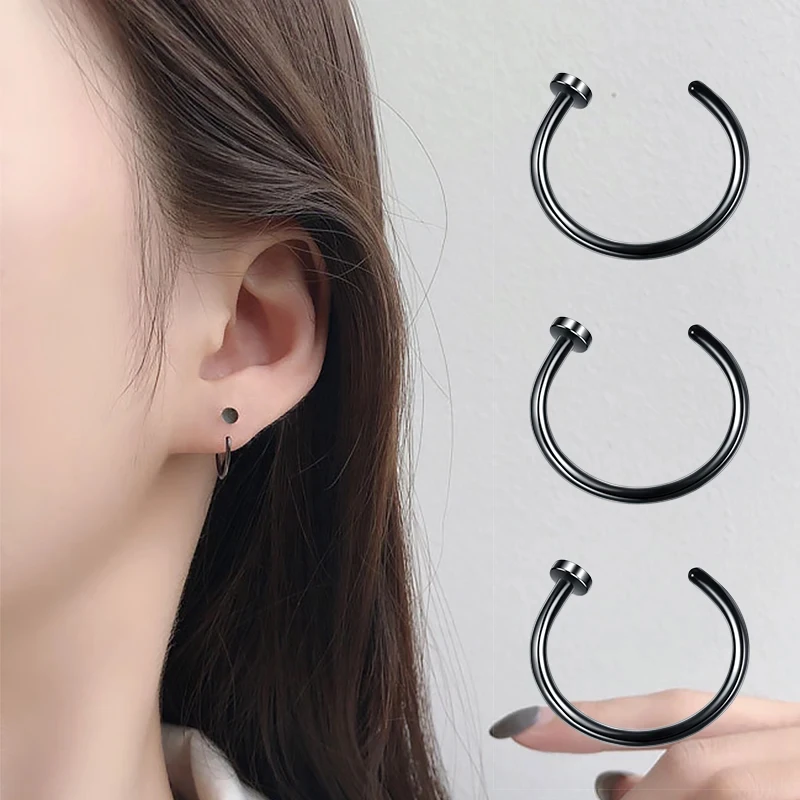 5pc Fake Nose Ring Sexy C Lip Ring Stainless Steel Piercing Nostril Hoop Piercing Stud Accessories Piercing Jewelry For Womem