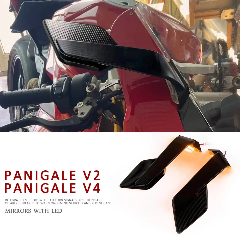 

Motorcycle PANIGALE V4 V2 Rearview Rear View Side Mirrors With LED Turn Signal Light For Ducati Panigale V2 V4 2018-2024