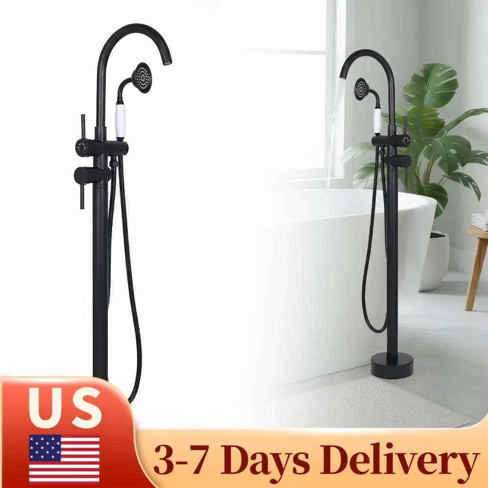 

Elegant Gooseneck Shower Mixer Taps Leakproof Swivel Spout Roman Tub Faucet Set 360° Rotating 2 Modes Hot & Cold Showers System