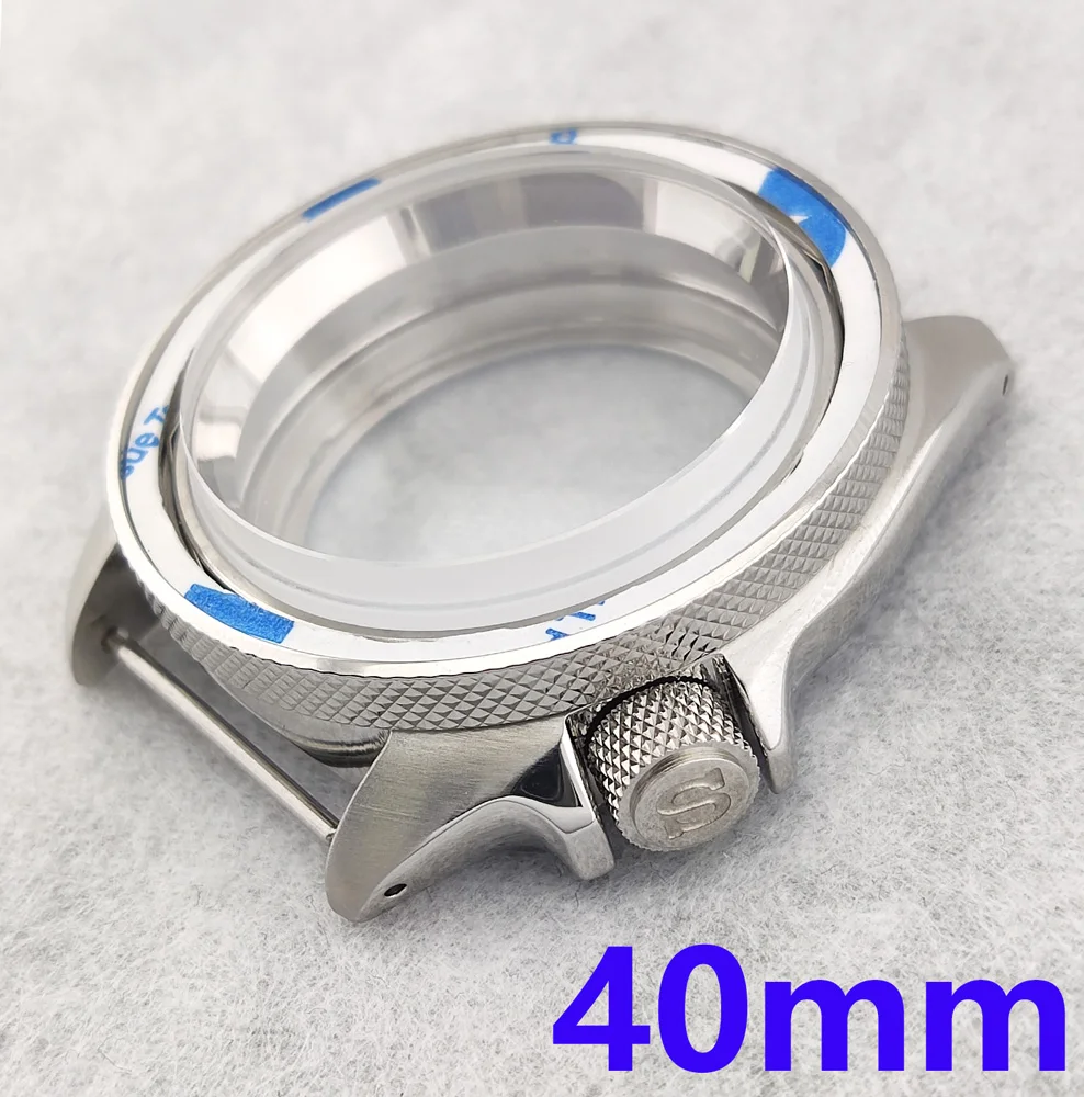 40mm Watch Case NH35 Case SKX007 case SKX009 Screw In Crown Stainless Steel Sapphire Convex Glass Case Fit NH35/NH36 Movement