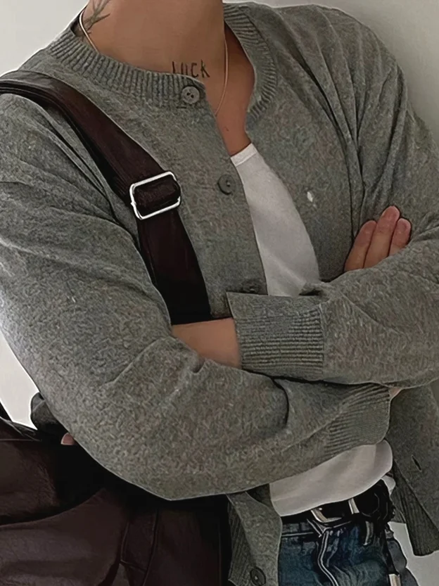 

American Sle Hard Man ort Knitted Cardigan Men's Core Yarn Slim Fit Sweatirt Jaet Thin Button Wool Jaet Trendy