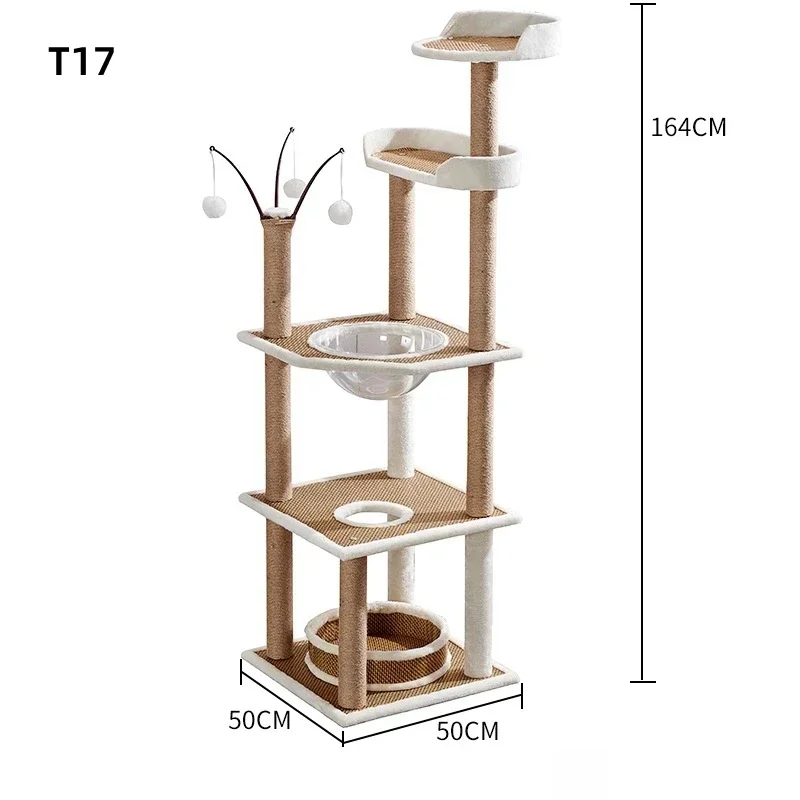 4 طبقات خشبية شجرة القط بيت الروطان حصيرة برج القط مع حبل السيزال أعمدة خدش القطط #6