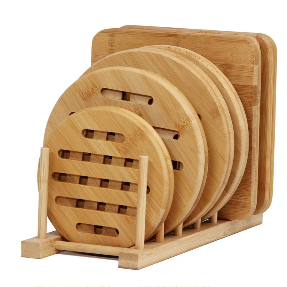 Non-Slip Heat Resistant Hot Pot Holder Bamboo Trivet Mat Pads Coffee Tea Cup Holder Table Decorative For Hot Pans Dishes Coaster