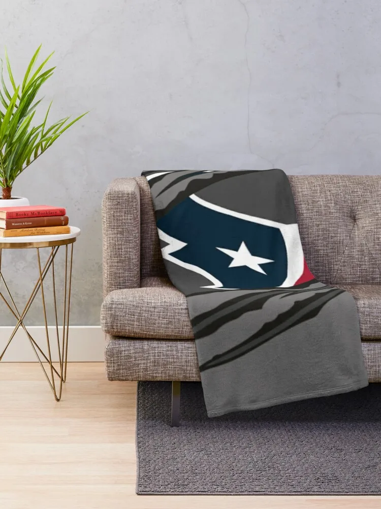 Ripped Houston Logo Throw Blanket Furry Blankets Giant Sofa Blanket