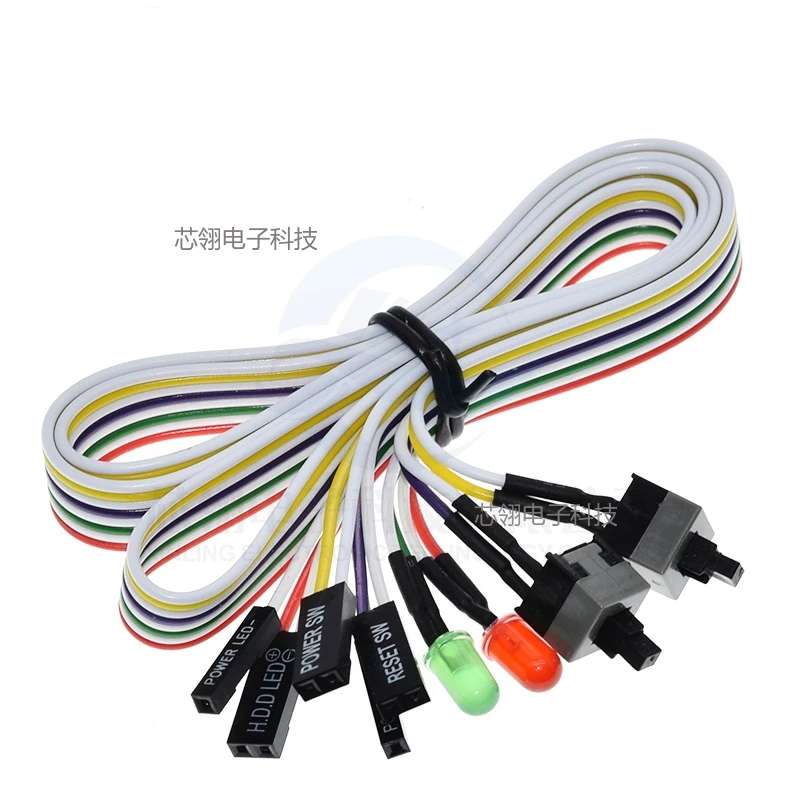 1PCS 65CM Slim PC Compute Motherboard Power Cable Original On Off Reset with LED Light PC Power Reset Switch Push Button Switch