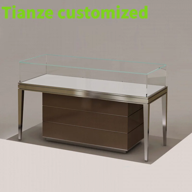 

Customized-Modern design glass top jewelery display counter glass showcases jewelry watch