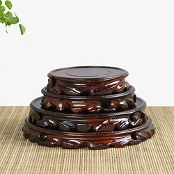 Wooden Pedestal Display Stand, Solid Wood Carving, Handicraft, Decorative Base for Bonsai Statue, Tea Set, Teapot Ornaments