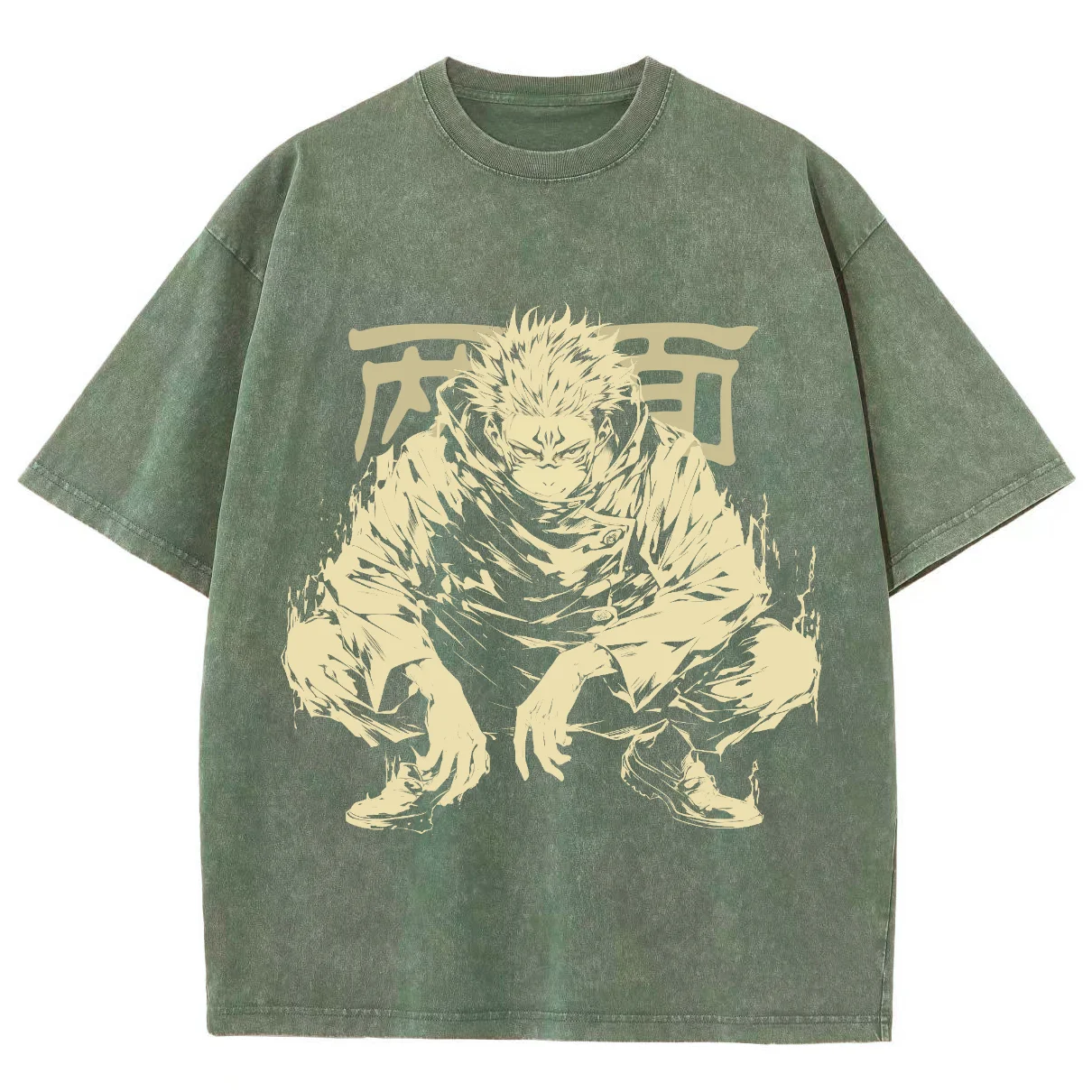 Anime Jujutsu Kaisen Ryomen Sukuna camicia lavata oversize, maglietta corta lavata Vintage Hip hop Streetwear per uomo donna Y2K