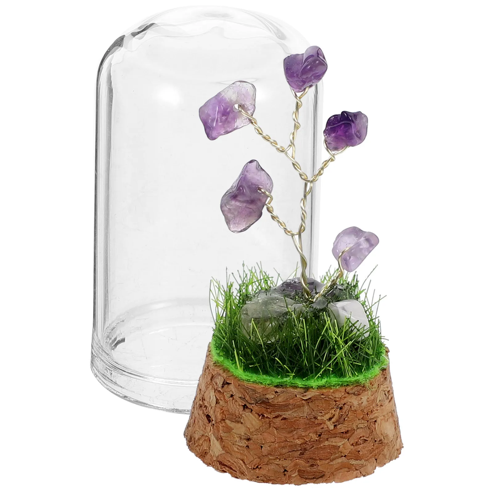 

Crystal Tree Sculpture Desktop Ornament Glass Cover Crystal Bonsai Tree Decor for Office Living Room Table Decoration