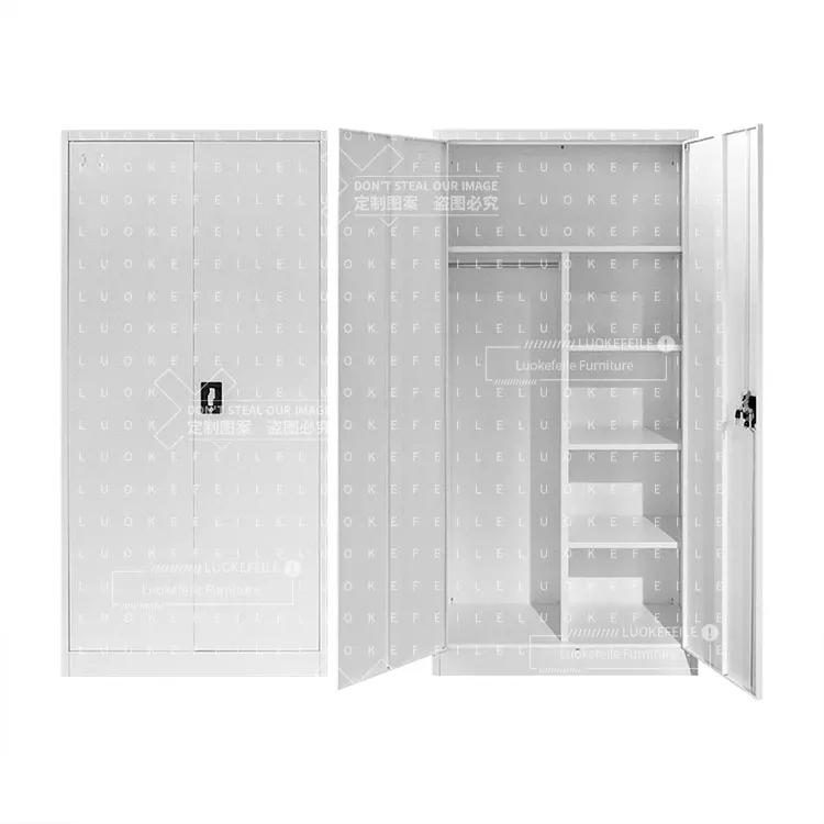 مخصص أبيض أسود غرفة نوم ألميرا سوينغ خزانة معدنية 2 باب خزانة ملابس خزانة ملونة الصلب خزانة غرفة خزانة #4