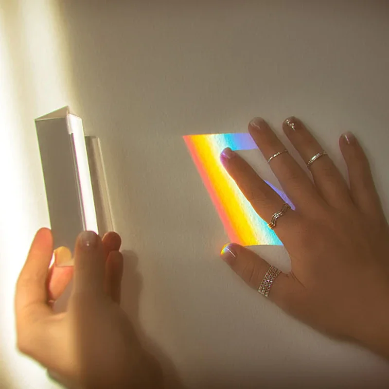 25x25x80mm Triangular Prism with 1-5mm Error Tolerance Optical Prisms Glass Physics Teaching Refracted Light Spectrum Rainbow