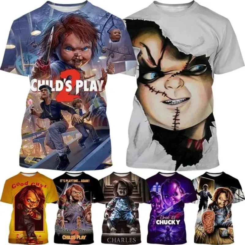 Fashion Men Clothing Bridal Chucky Doll 3D Print T-shirt Horror Personality Unisex Oversized T Shirt Harajuku Street Tops Tees