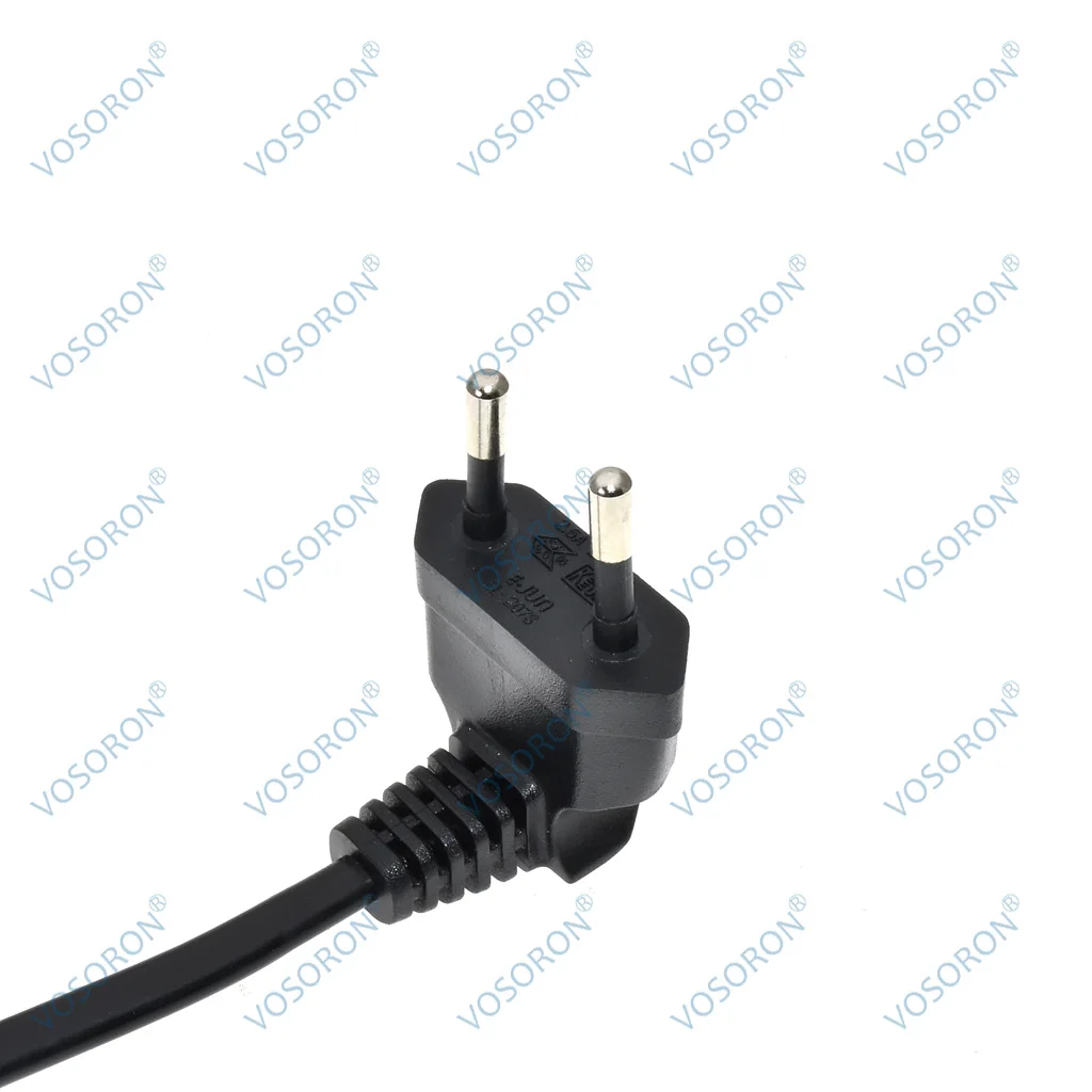 EU CEE7/16 90 Degree Male to Female Dual Output,2 Ways Outlet Extension Cord European 2 Prong M/F Power Splitter Cable