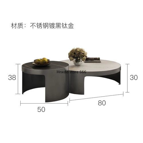 

zqItalian Coffee Table round Modern Minimalist Nordic Black Titanium Creative Size round Coffee Table Combination