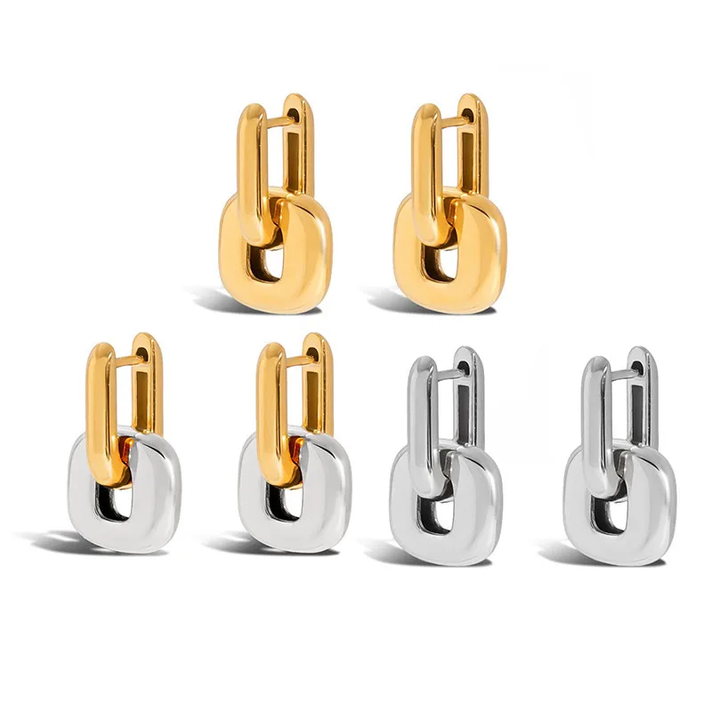 

Fashion Jewelry Stainless Steel Earring For Women Oval Spliced Pendant Earrings Everyday Versatile Jewelry