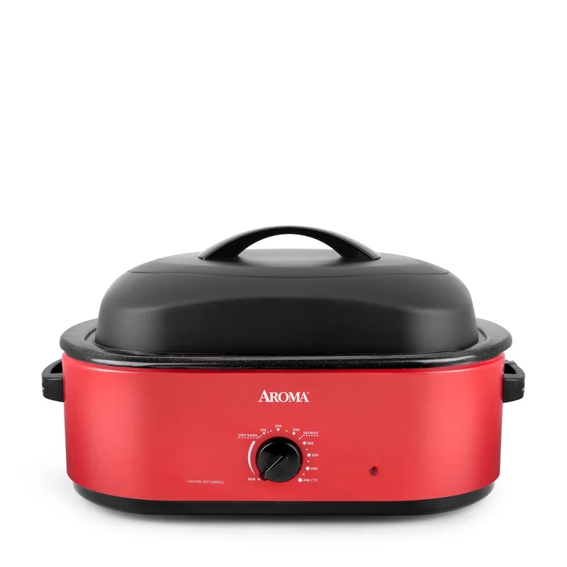 전기 로스터 오븐 18Qt 하이 돔 뚜껑 느린 요리 베이킹 로스트 온도 조절 간편한 청소 스테인레스 스틸 랙 24lb 터키