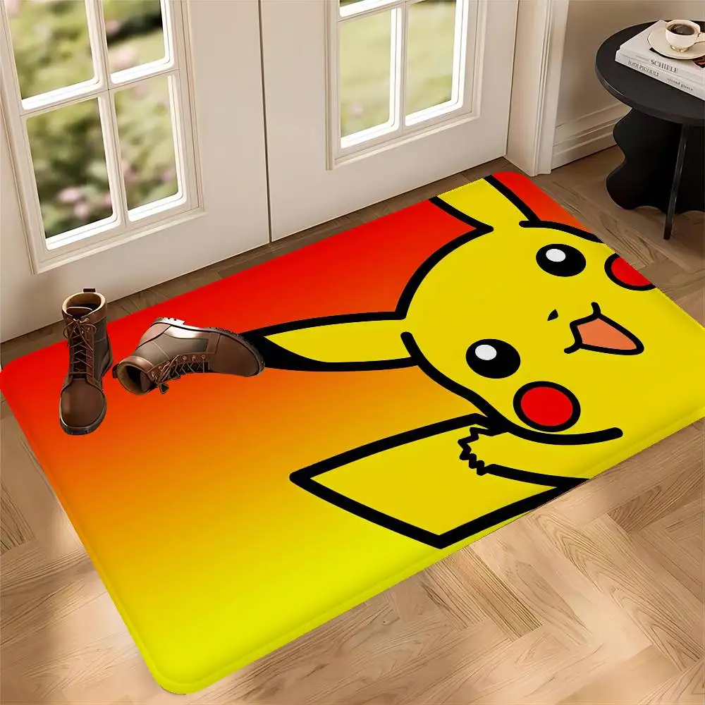 Japanese P-Pokemon Anime P-PikachuS Room Mats Cheaper Anti-slip Modern Living Room Balcony Printed Household Carpets